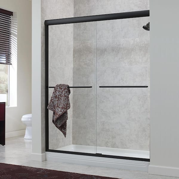 Foremost Cove 40 in. to 44 in. x 72 in. Semi-Framed Sliding Bypass Shower Door in Oil Rubbed Bronze with Clear Glass