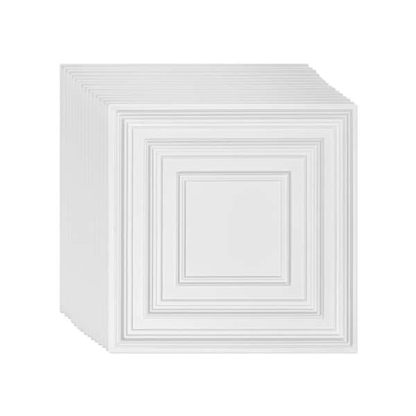 Drop Ceiling Tiles Premium PVC Sheet, White 2 ft. x 2 ft. Standard Ceiling Tile 48 sq. ft. 12-Pack, Easy Installation