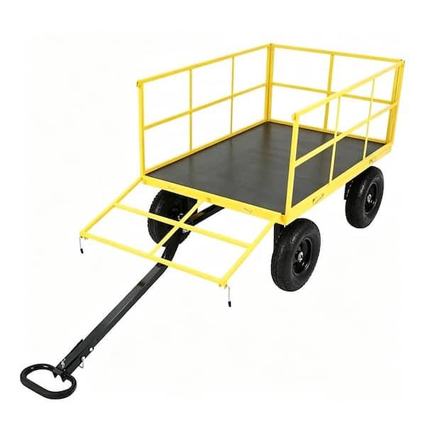 1500lbs Heavy Duty Steel Garden Cart, 3-in-1 Wagon with Removable Mesh Sides, 13" Wheels & 180° Rotating Handle
