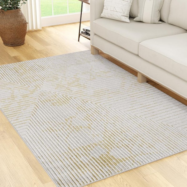 Maisie Beige 3 ft. x 5 ft. Simple Modern Geometric Area Rug