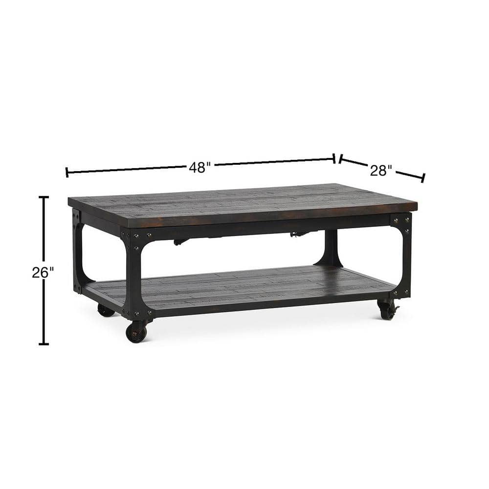 Rustic Tobacco 48" Wood Lift-Top Coffee Table with Storage