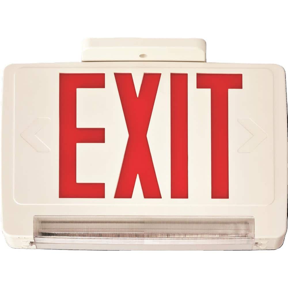 White and Red LED Ceiling Mount Exit Sign