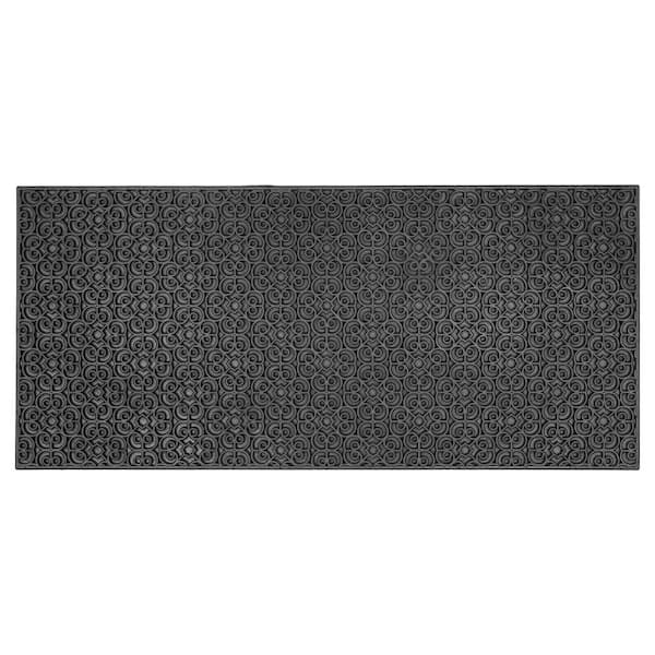 Northlight Black and Natural Coir Rectangular Welcome Doormat 22 x 48