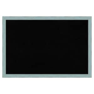 Sky Blue Rustic Wood Framed Black Corkboard 38 in. x 26 in. Bulletin Board Memo Board