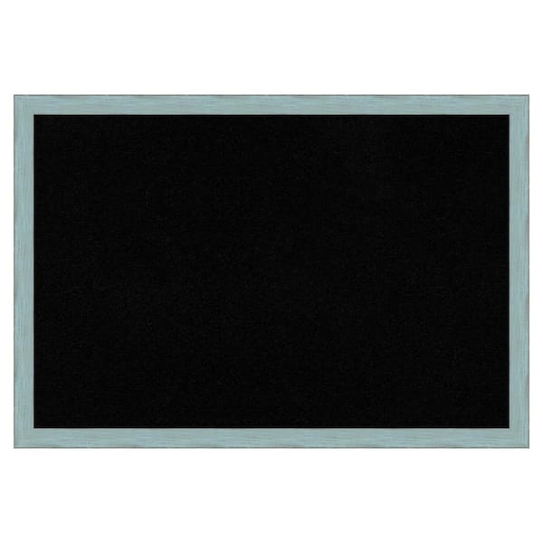 Amanti Art Sky Blue Rustic Wood Framed Black Corkboard 38 in. x 26 in. Bulletin Board Memo Board
