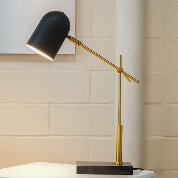 Jushua 19 in. Modern Metal Gold Bed Side Nightstand Decorative Led Desk Lamp, Task and Reading