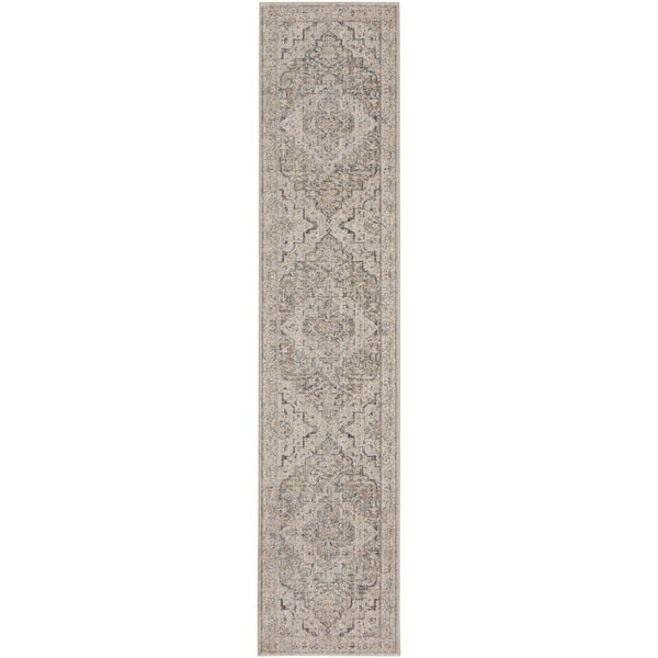 Nourison Lynx Ivory Taupe 2 ft. x 10 ft. All-over design Transitional Runner Area Rug