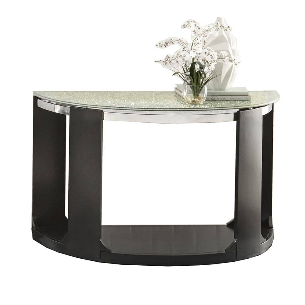 Croften 48 in. Merlot Standard Half Moon Glass Console Table