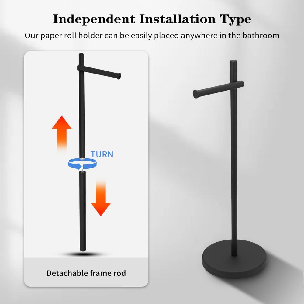 Matte Black Stainless Steel Freestanding Toilet Paper Holder
