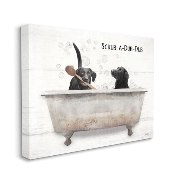 Stupell Industries "Scrub a Dub Dub Quote Family Pet Dog Bath" by Lori Deiter Unframed Typography Canvas Wall Art Print 16 in. x 20 in.