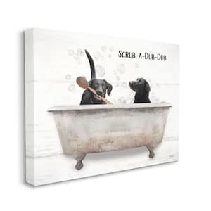 "Scrub a Dub Dub Quote Family Pet Dog Bath" by Lori Deiter Unframed Typography Canvas Wall Art Print 24 in. x 30 in.