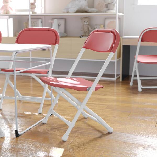 Flash Furniture Kids Burgundy Plastic Folding Chair YKIDBY - The