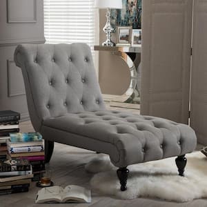 Layla Traditional Gray Fabric Upholstered Chaise