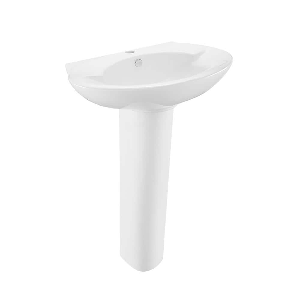 Swiss Madison Plaisir Rounded Pedestal Sink in Glossy White