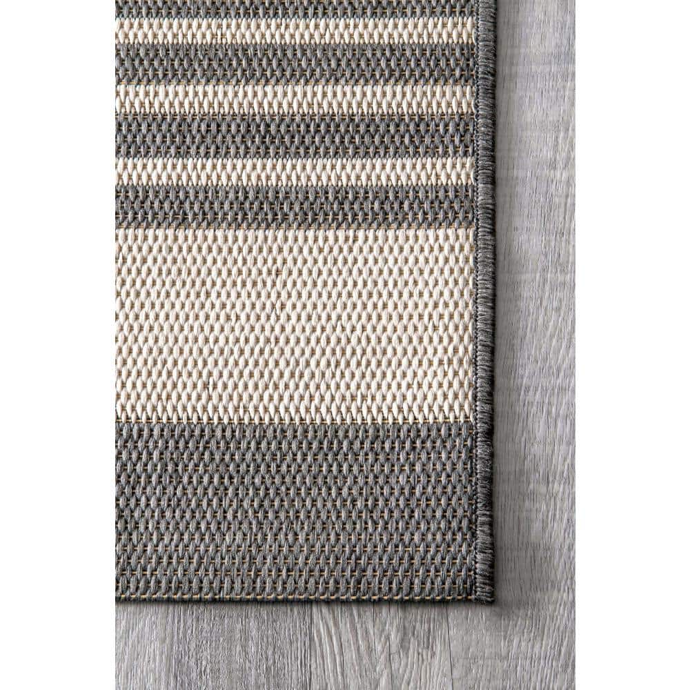 Beige Stripe Easy-Care Synthetic 2' x 8' Runner Rug