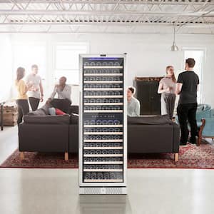 24 in. Dual Zone 160-Bottle Free Standing Wine Cooler in Stainless Steel