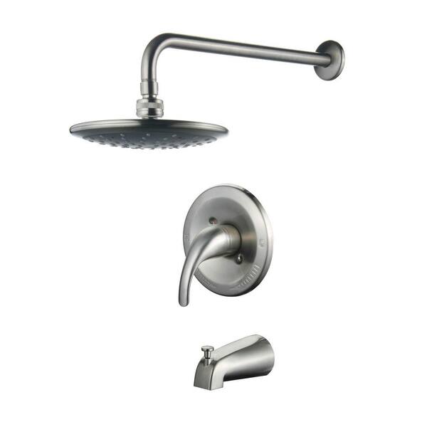 Yosemite Home Decor Single Handle Full Spray Pressure Balanced Tub and Rain Shower Faucet with Lever in Brushed Nickel (Valve Not Included)