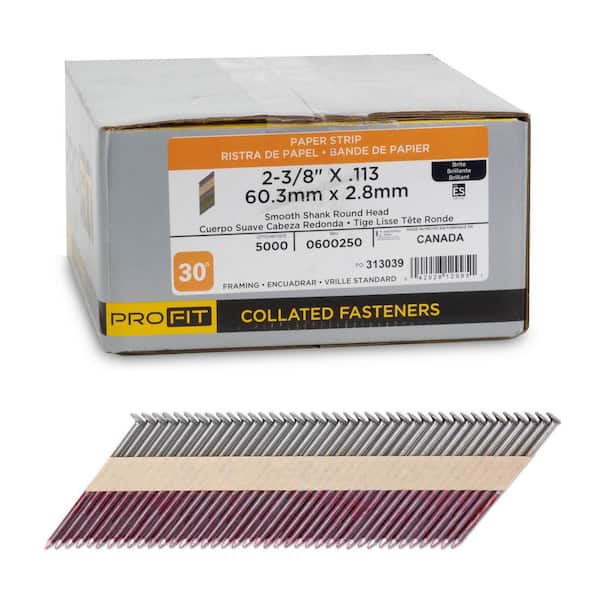 PRO-FIT 2-3/8 in x 0.113 30-Degree Bright Finish Smooth Shank Paper Tape Framing Nails (5000 -Per Box)
