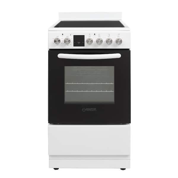 Equator 20 in. Electric Cooking Range 4-Elements Ceramic Burners Freestanding 1.9cu. ft. Convection Oven plus Air Fryer in White