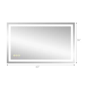 60 in. W x 36 in. H Rectangular Frameless Anti-Fog Wall Mounted LED Light Bathroom Vanity Mirror in Silver