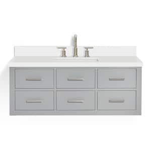 Hutton 49 in. W x 22 in. D x 19.6 in. H Bath Vanity in Grey with Pure White Quartz Top