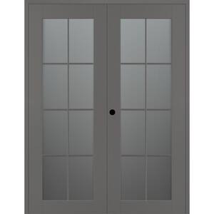 Vona 8-Lite 36 in. x 80 in. Right Active 8-Lite Frosted Glass Gray Matte Wood Composite Double Prehung Interior Door