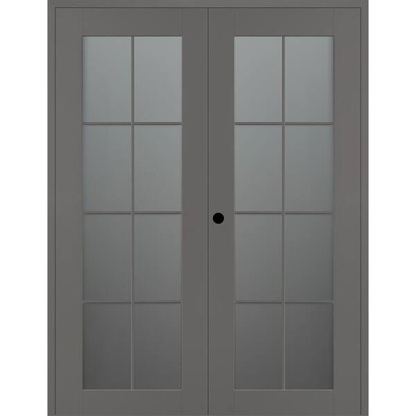 Belldinni Vona 8-Lite 48 in. x 84 in. Right Active 8-Lite Frosted Glass Gray Matte Wood Composite Double Prehung Interior Door