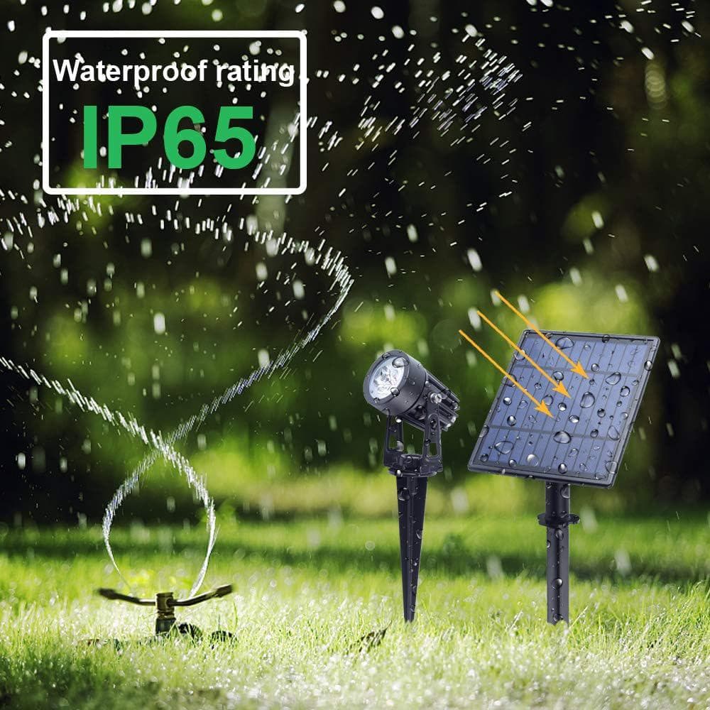 Solar Powered Black Metal Outdoor Spotlights with Cool White Light