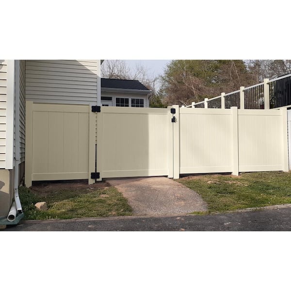 Weatherables Monroe Beige Vinyl Privacy Fence Gate 3.7 ft x 6 ft