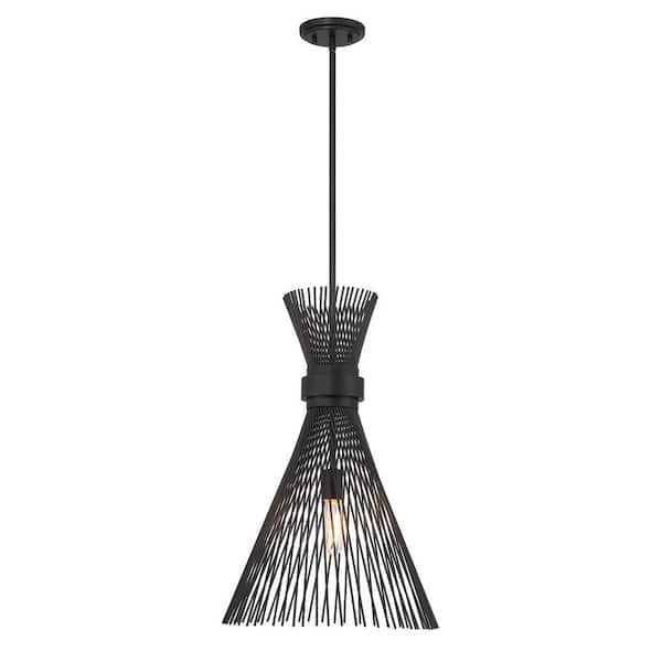 Savoy House Longfellow 60-Watt 1-Light Matte Black Pendant Light, No Bulbs Included