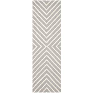Cambridge Silver/Ivory 3 ft. x 20 ft. Geometric Striped Runner Rug