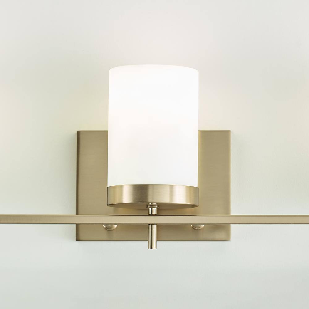 Satin Brass 3-Light Modern Vanity Wall Sconce with Etched Glass