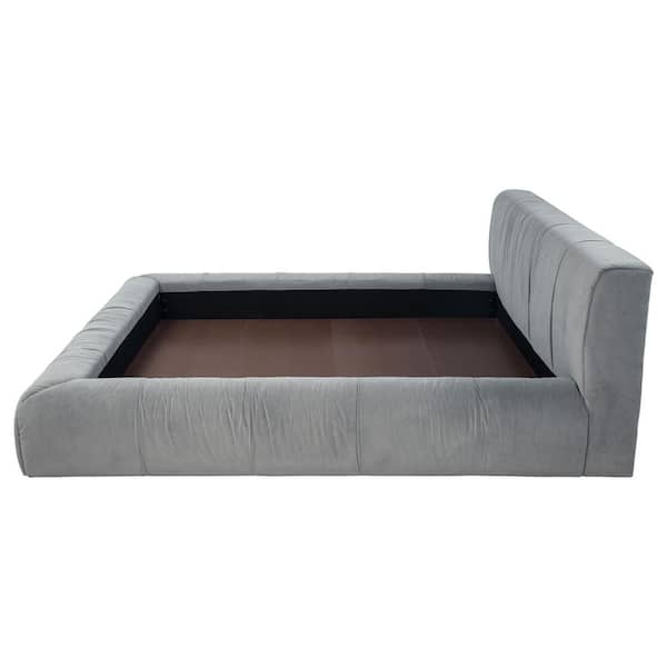 Wilshire Gray Wood Frame Upholstered Eastern King Platform Bed