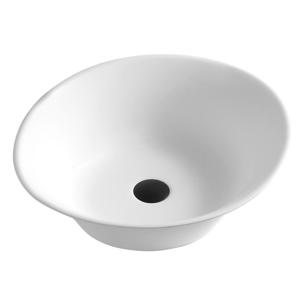 Elegant Matte White Acrylic Oval Above-Counter Vessel Sink