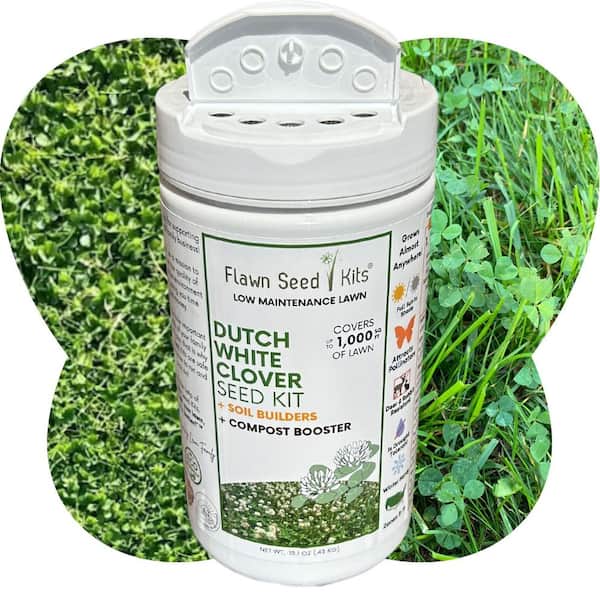 Flawn Seed Kits Dutch White Clover Flower Lawn Seed Kit,Easy Spread Shaker,Low Maintenance, Alt Ground Cover, Covers up to 1,000 sq. ft.