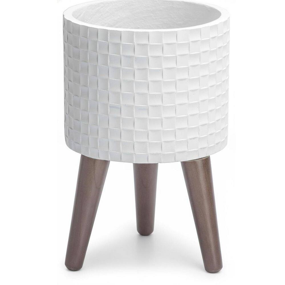 8 in. Fiberglass Matte White Geometric Planter with Stand price history on PriceWatchPro