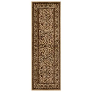 Astral Taupe 2 ft. 7 in. x 8 ft. Floral Scroll Runner Rug