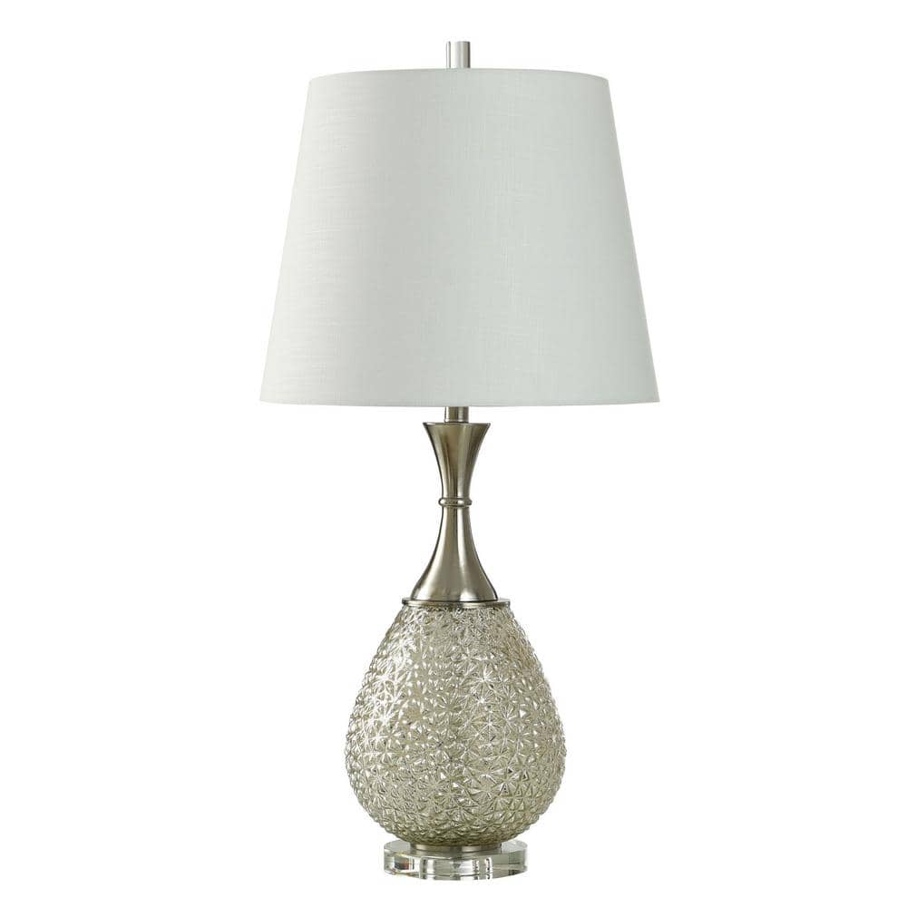 33 in. Mercury Glass Transitional 1-Light Standard Floor Lamp for Living Room Linen Drum Shade price history on PriceWatchPro
