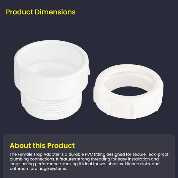 PLUMBFLEX 1-1/2 in. White Rigid PVC DWV Trap Adapter, 0.19 ft