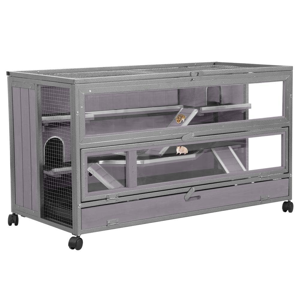 Wooden Hamster Cage Guinea Pig Cage with Iron Frame
