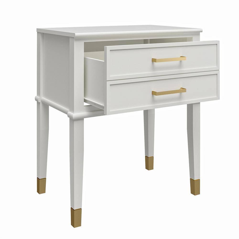 Westerleigh Sophisticated White End Table with Gold Accents