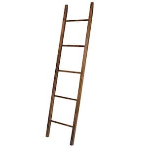 19 in. W x 1.75 in. D Natural Decorative Ladder with Solid Walnut