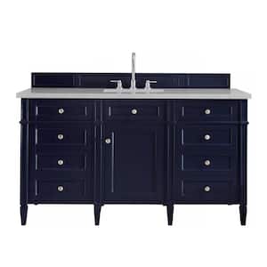 Brittany 60 in. W x 23.5 in. D x 34 in. H Bath Vanity in Victory Blue with Eternal Serena Quartz Top