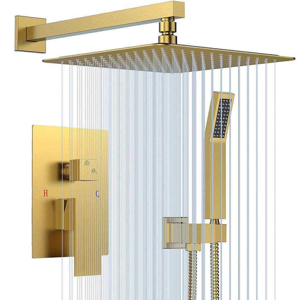 FORCLOVER 2Spray Square High Pressure 10 in. Shower Head Brass Wall