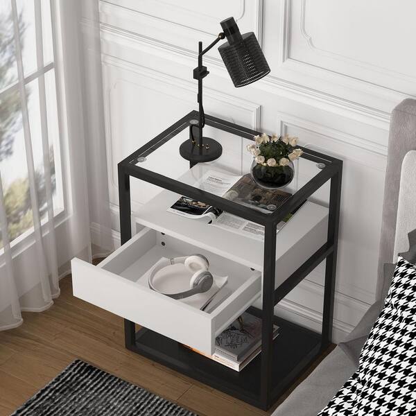 BYBLIGHT Fenley 1-Drawer Gold Nightstand Modern Bedside Table End Side Table  for Bedroom 15.7 in. D x 19.7 in. W x 25.59 in. H BB-CJ190GX - The Home  Depot