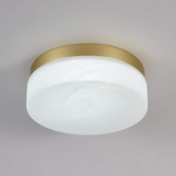 24W 5CCT 11.4 in. Gold and Frosted White LED Flush Mount Ceiling Light Fixture with Frosted Glass Shade
