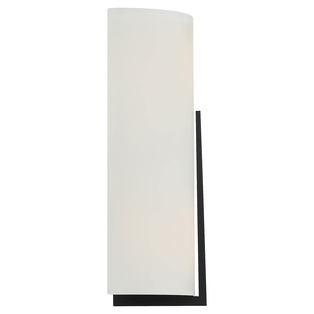 Curved White Shade Matte Black LED Wall Sconce