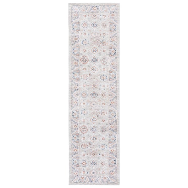 Blair Beige/Gray 2 ft. x 8 ft. Machine Washable Border Ornate Runner Rug