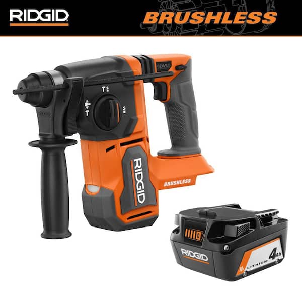 18V Brushless Cordless 1 in. SDS-Plus Rotary Hammer with 18V Lithium-Ion 4.0 Ah Battery