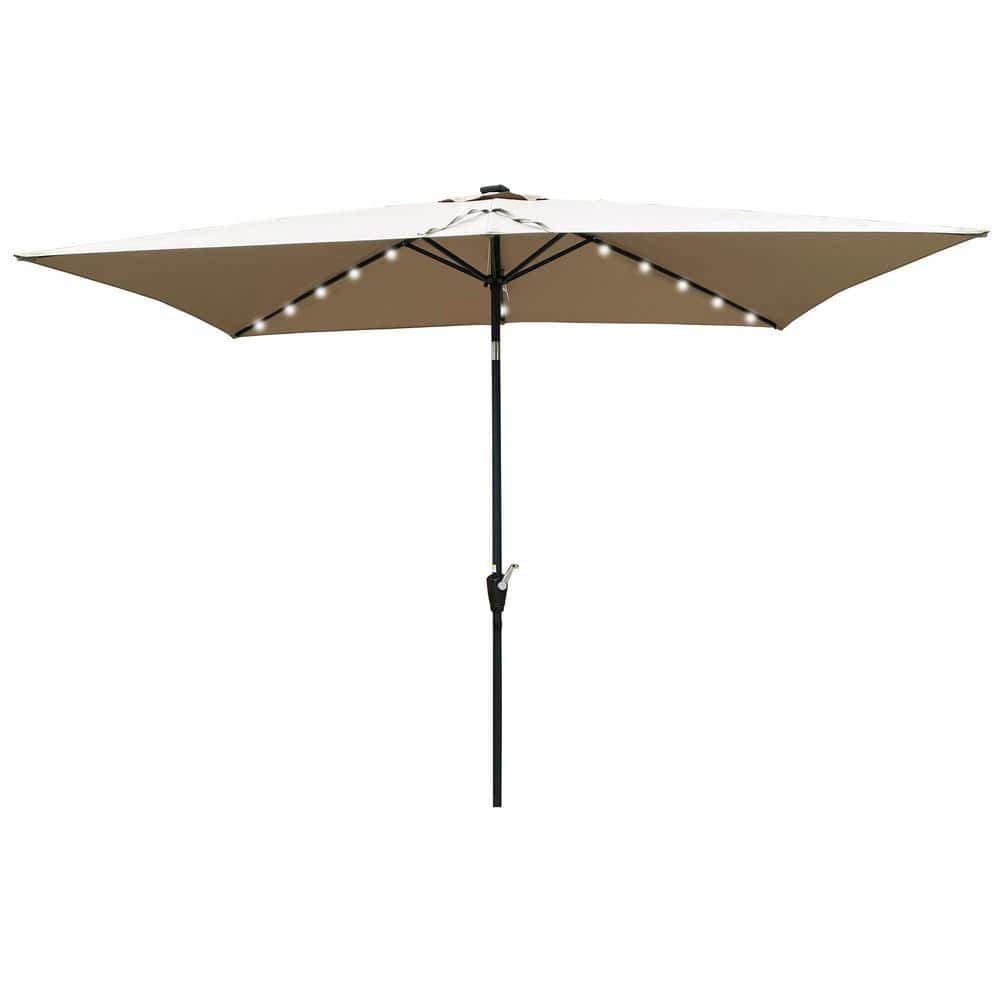 10 ft. x 6.5 ft. Rectangular Patio Solar LED Lighted Outdoor Umbrellas with